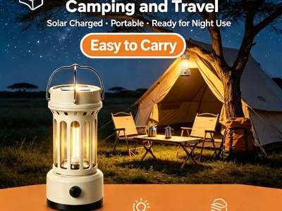 XY900 solar lantern lighting a camping tent for outdoor travel