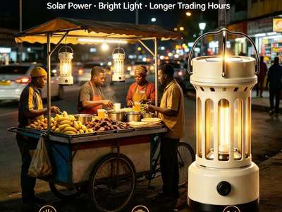 XY900 solar lantern lighting an outdoor night snack food cart