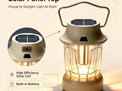 XY904 top solar panel charges by daylight and lights all night